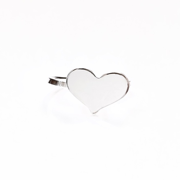 925 Sterling Silver Non Pierced Sweetheart Ear Cuff Clip On Heart Earring - Picture 2 of 5
